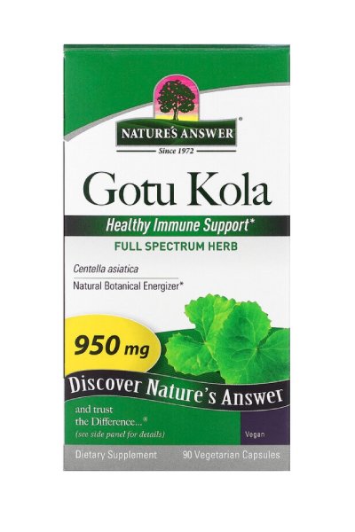 Gotukola Nature's Answer Gotu Kola 950mg สมุนไพรรักษาโรคหนังแข็ง